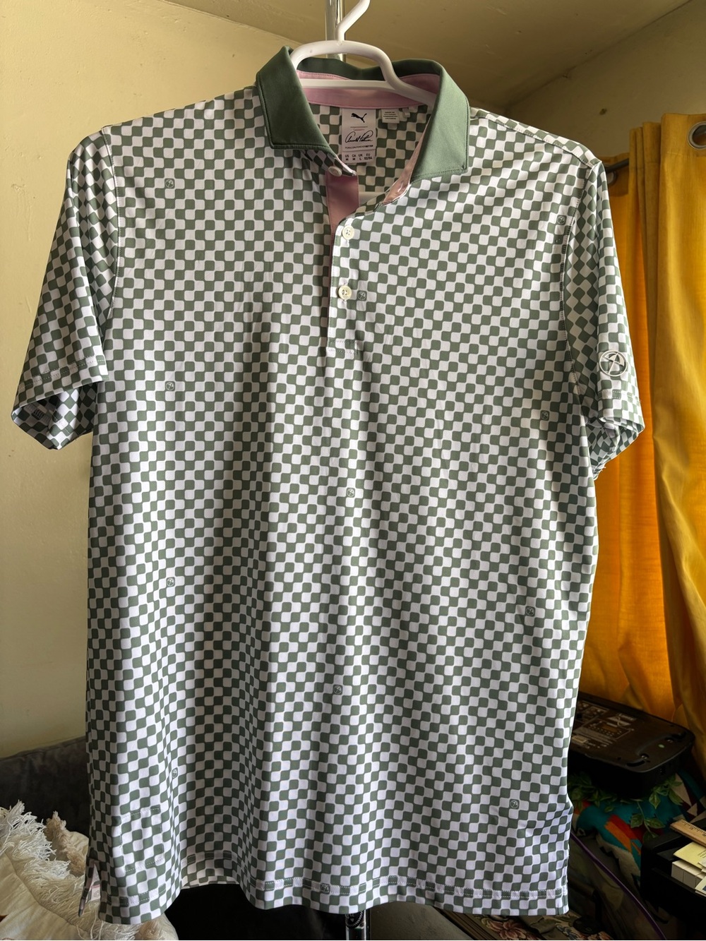 Puma X AP Arnold Palmer Checkered Preppy Golf Polo Shirt Size M